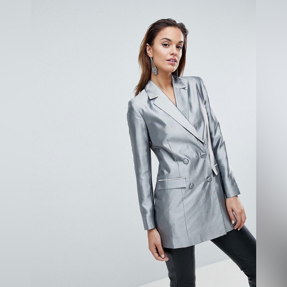 ASOS tall metallic longline blazer